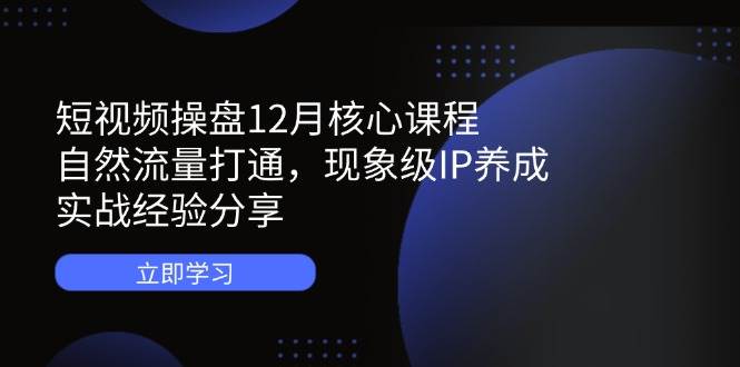 (4.20)短视频操盘12月核心课程:自然流量打通,现象级IP养成,实战经验分享